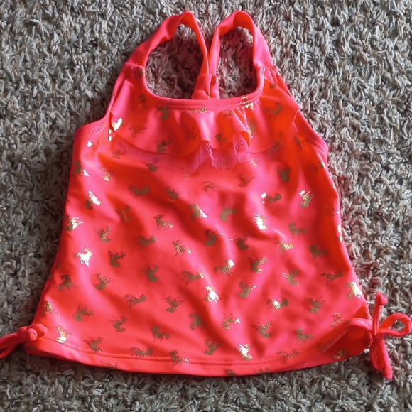 REAL LOVE Other - Kids Swim Tankini Top - Coral with Gold Accents